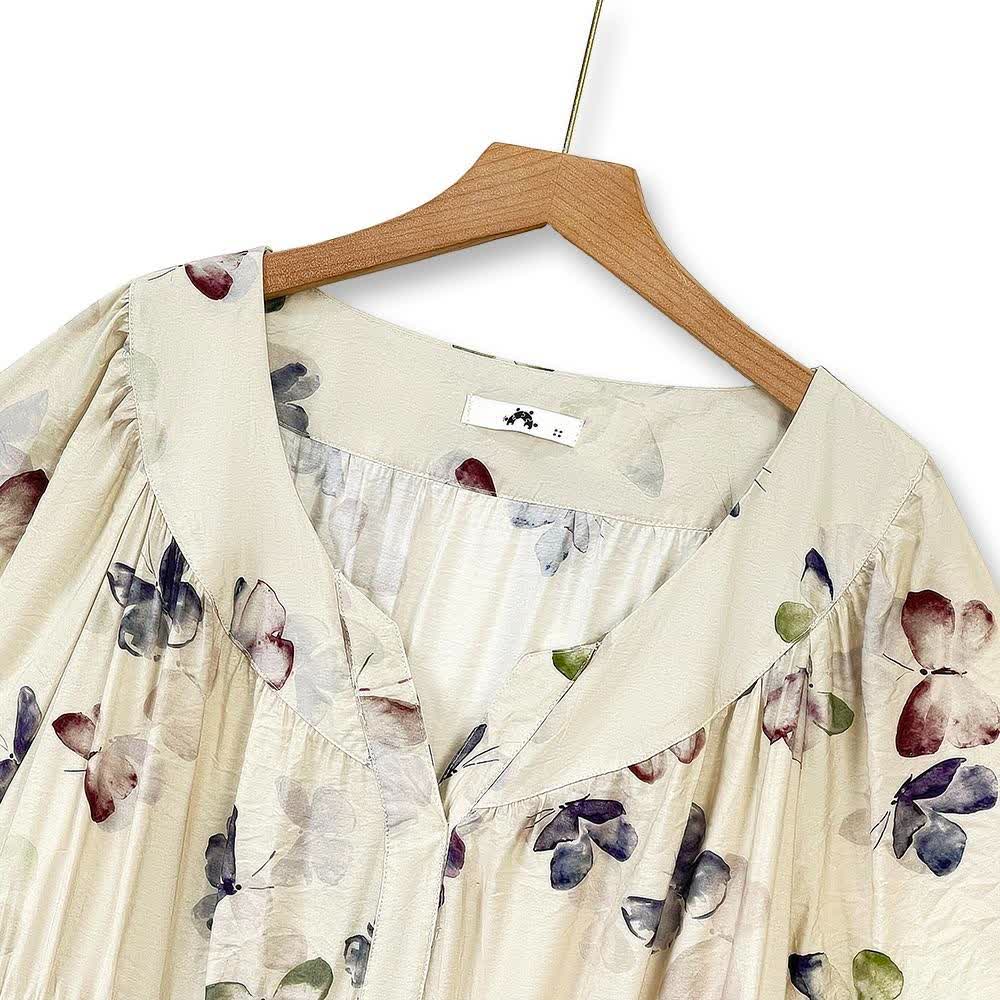 Plusock Vintage Floral V Neck Empire Waist Lightweight Sundresses - image 1