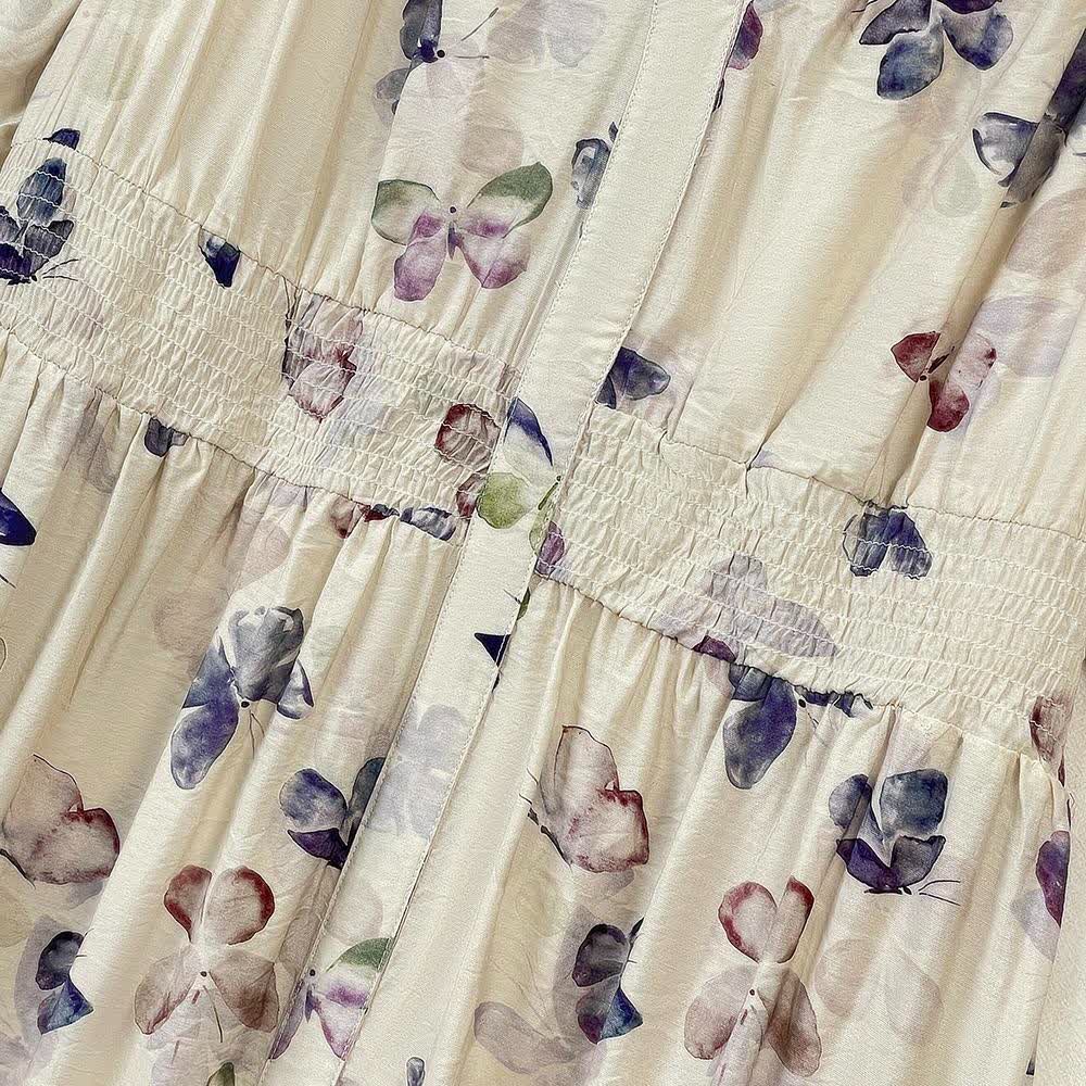 Plusock Vintage Floral V Neck Empire Waist Lightweight Sundresses - image 3