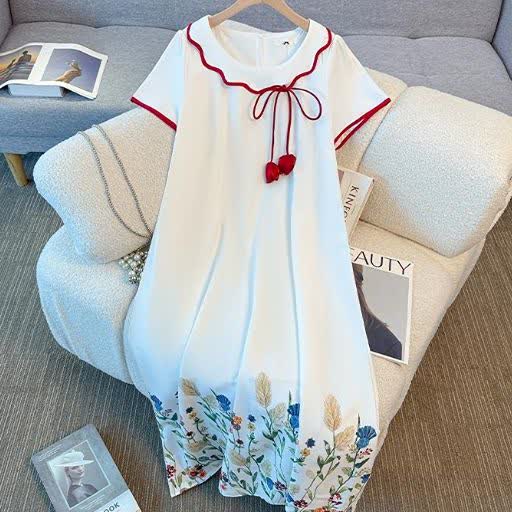 Plusock Plus Size Short Sleeve Tassel Tie Floral Midi Dress - image 1