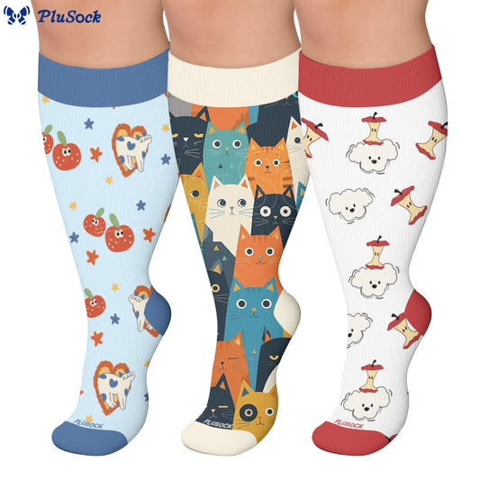 Plusock Plus Size Cartoon Cat Dog Compression Socks - image 0