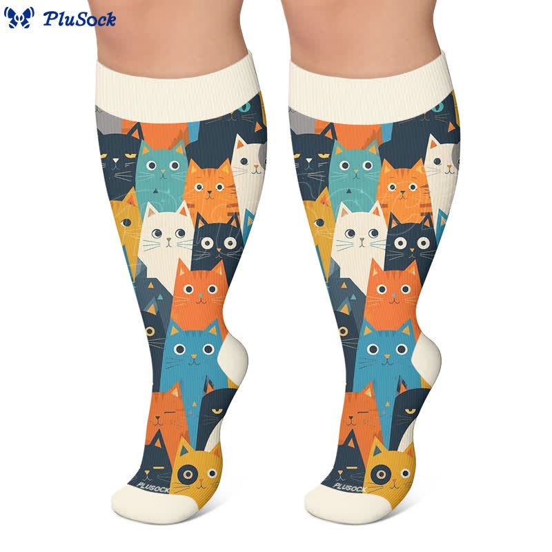 Plusock Plus Size Cartoon Cat Dog Compression Socks - image 5