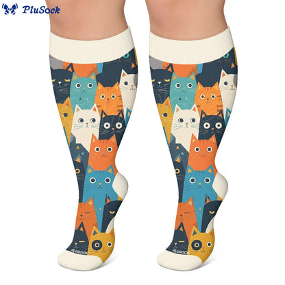 Plusock Plus Size Cartoon Cat Dog Compression Socks - image 5