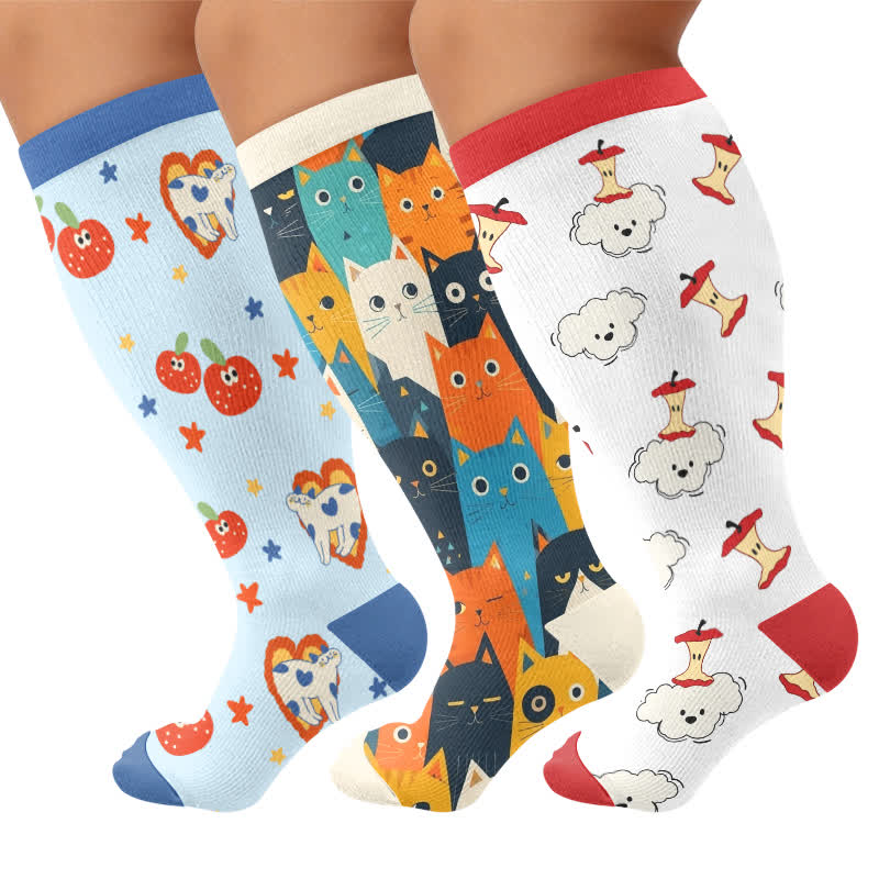 Plusock Plus Size Cartoon Cat Dog Compression Socks - image 4