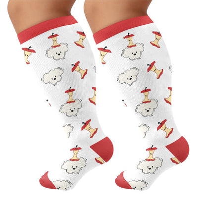 Plusock Plus Size Cartoon Cat Dog Compression Socks - Red - 4XL - image 9