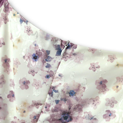 Plusock Plus Size Square Neck Puff Contrast Floral Tiered A-line Sundresses - image 3