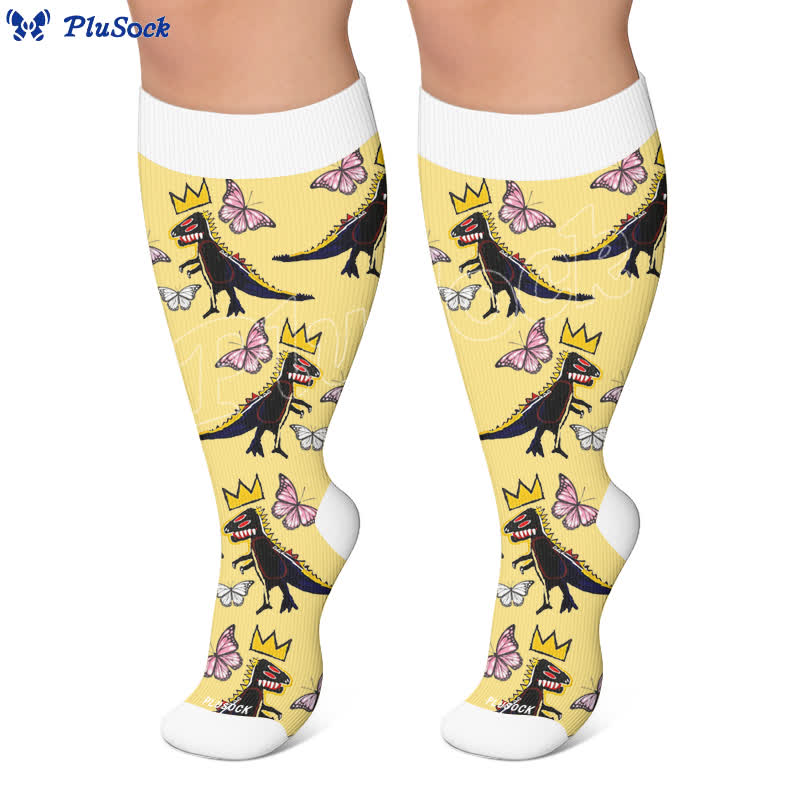 Plusock Plus Size Crown Dino Butterfly Compression Socks - image 5