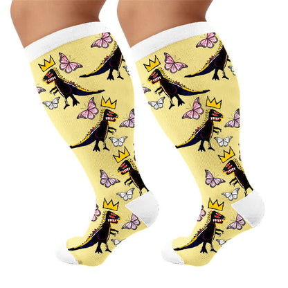 Plusock Plus Size Crown Dino Butterfly Compression Socks - image 9