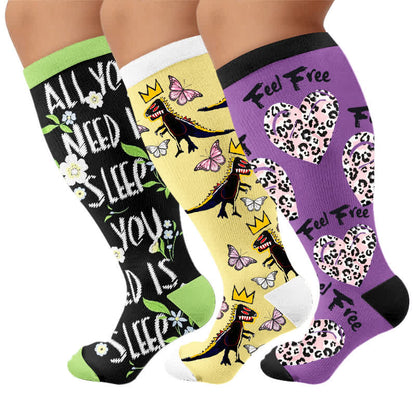Plusock Plus Size Crown Dino Butterfly Compression Socks - image 7