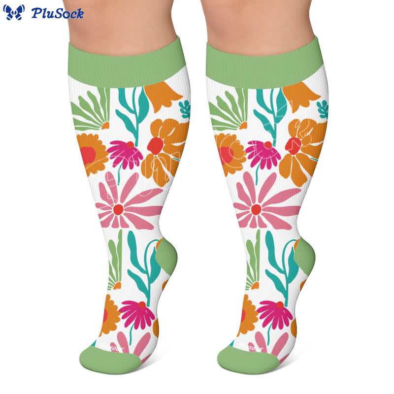 Plusock Plus Size Botanical Sloth Compression Socks - image 5