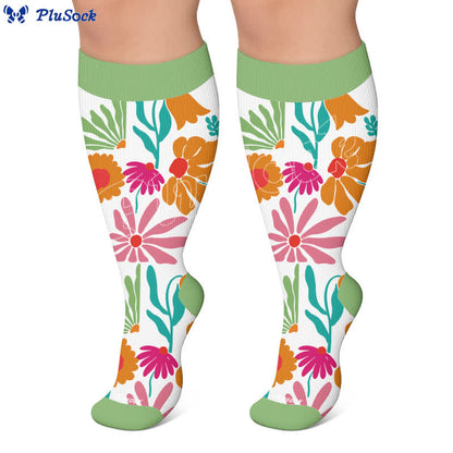 Plusock Plus Size Botanical Sloth Compression Socks - image 5