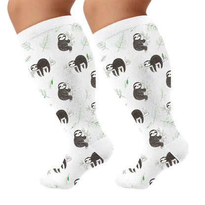 Plusock Plus Size Botanical Sloth Compression Socks - image 10
