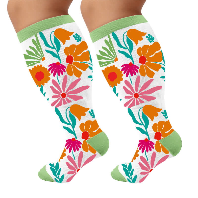 Plusock Plus Size Botanical Sloth Compression Socks - image 9
