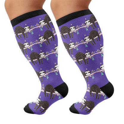 Plusock Plus Size Botanical Sloth Compression Socks - image 8