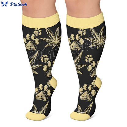 Plusock Plus Size Black Orange Cat Compression Socks - image 5