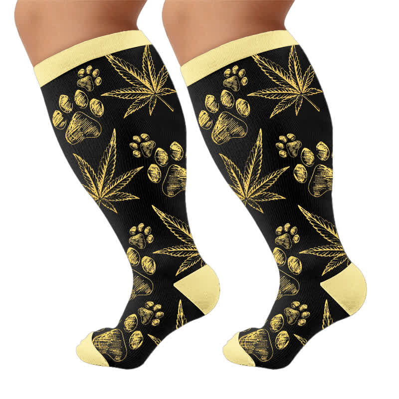 Plusock Plus Size Black Orange Cat Compression Socks - image 9