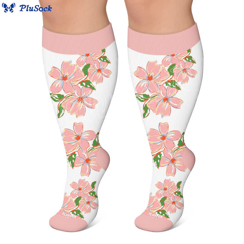 Plusock Plus Size Blush Floral Compression Socks - image 4