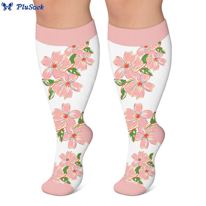 Plusock Plus Size Blush Floral Compression Socks - image 4