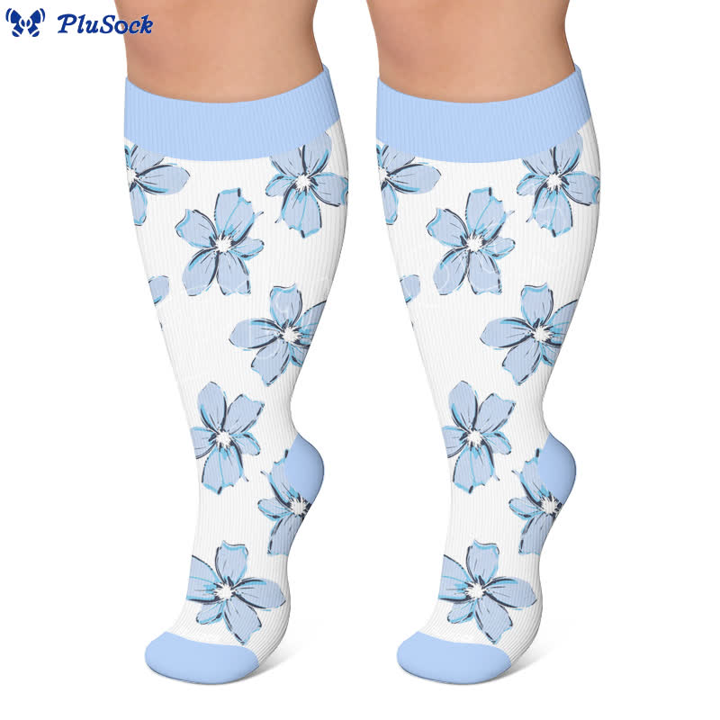 Plusock Plus Size Blush Floral Compression Socks - image 6