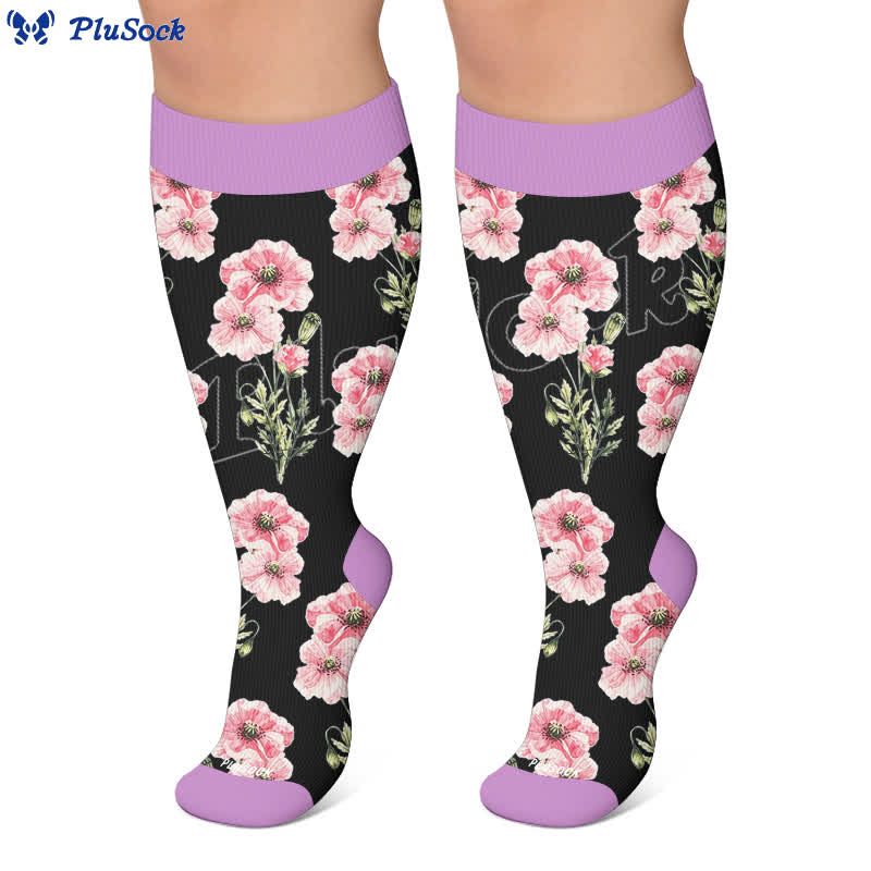 Plusock Plus Size Blush Floral Compression Socks - image 5