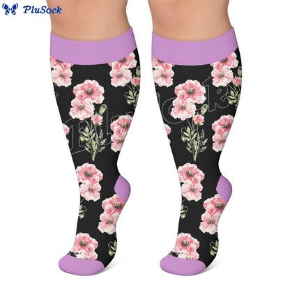 Plusock Plus Size Blush Floral Compression Socks - image 5