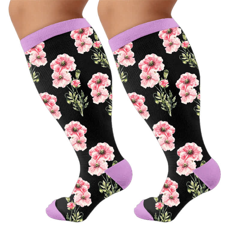 Plusock Plus Size Blush Floral Compression Socks - image 9