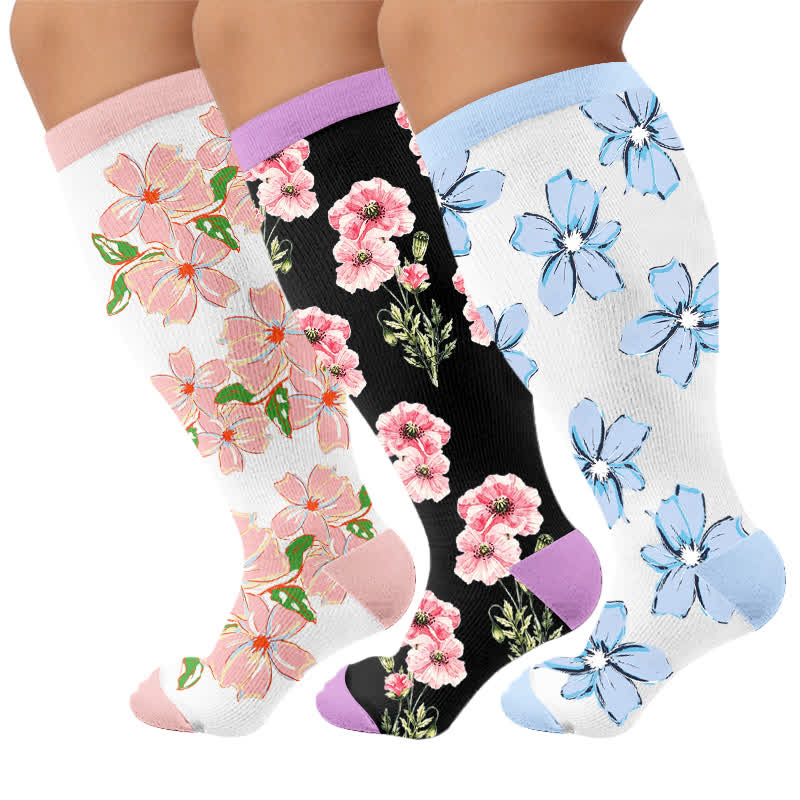 Plusock Plus Size Blush Floral Compression Socks - image 7