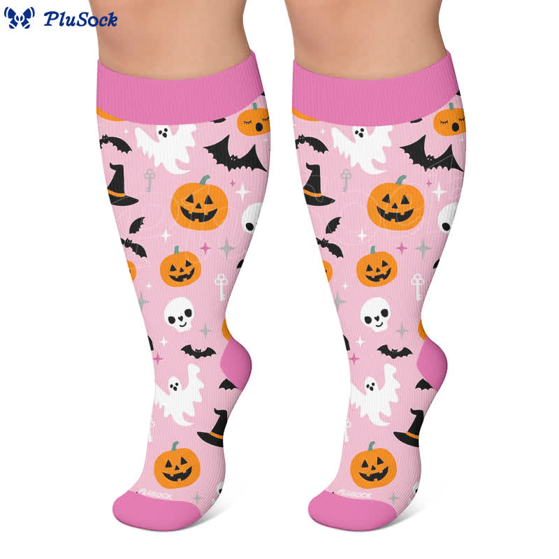 Plusock Plus Size Cartoon Pumpkin Cat Ghost Compression Socks - image 7
