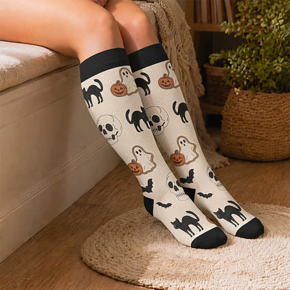 Plusock Plus Size Cartoon Pumpkin Cat Ghost Compression Socks - image 2