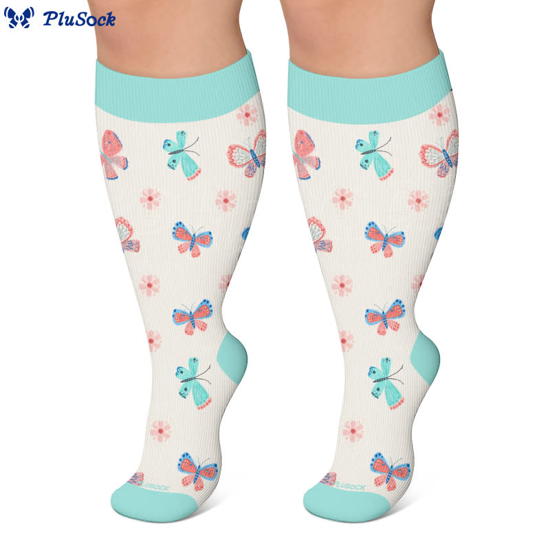 Plusock Plus Size Butterfly Lucky Horseshoe Compression Socks - image 9