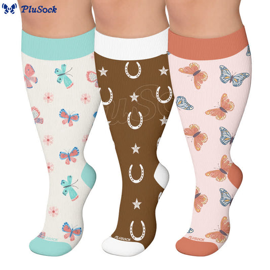 Plusock Plus Size Butterfly Lucky Horseshoe Compression Socks - image 0