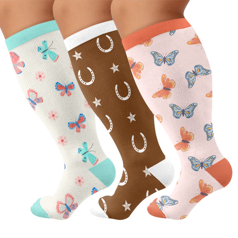 Plusock Plus Size Butterfly Lucky Horseshoe Compression Socks - image 4