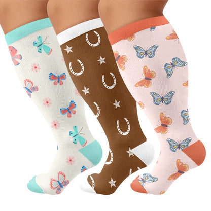 Plusock Plus Size Butterfly Lucky Horseshoe Compression Socks - image 4