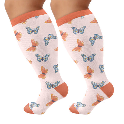 Plusock Plus Size Butterfly Lucky Horseshoe Compression Socks - Pink - 4XL - image 7