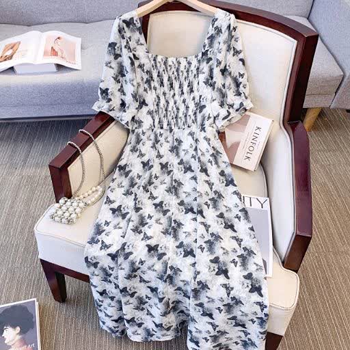 Plusock Plus SizeSquare Neck Puff Short Sleeve Floral Tiered Summer Dress - image 2