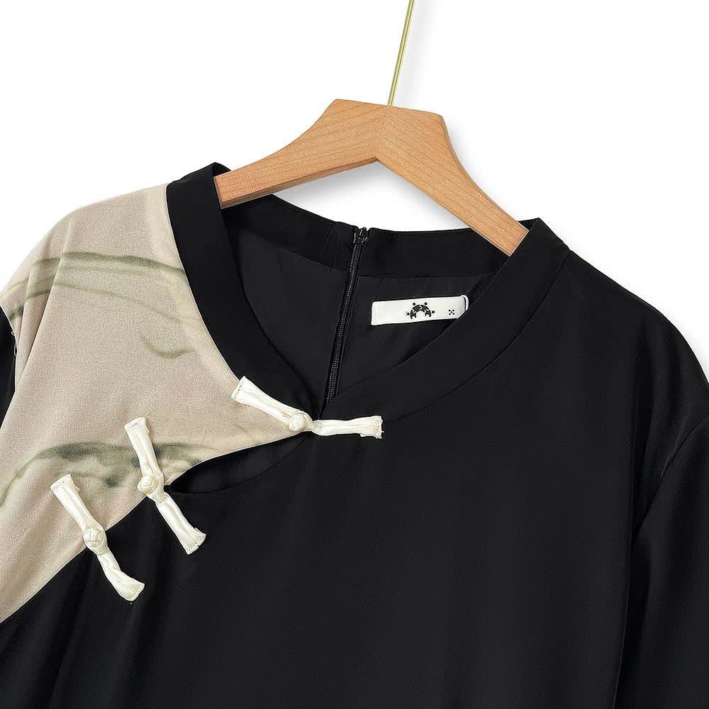 Plusock Mandarin Collar Short Sleeve Lightweight Summer Dresses - image 1