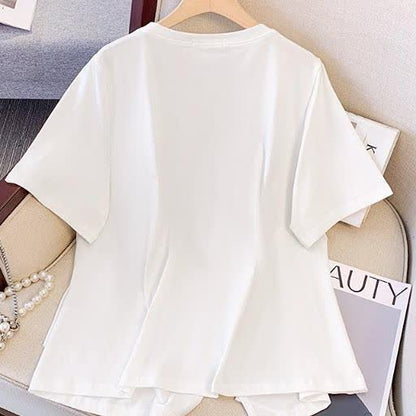 Plusock Plus Size Round Neck Short Sleeve Drawstring Tunic Top - image 7