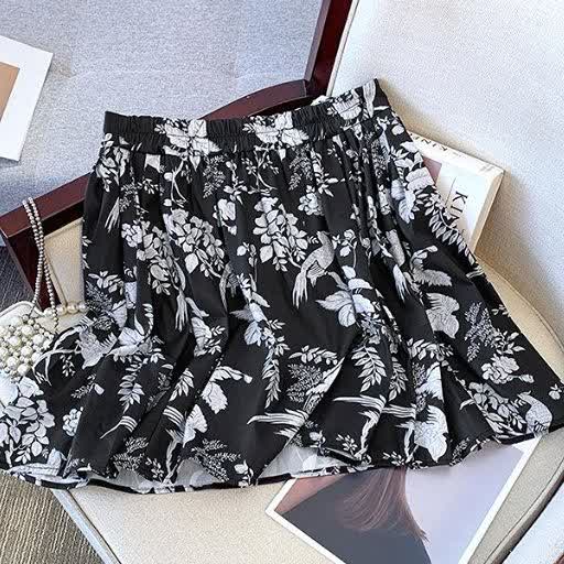 Plusock Plus Size Mandarin Collar Frog Button Top & Floral Print Skirt 2 Piece Summer Sets - image 9