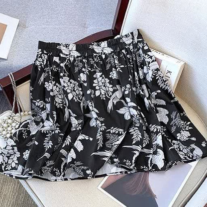 Plusock Plus Size Mandarin Collar Frog Button Top & Floral Print Skirt 2 Piece Summer Sets - image 9
