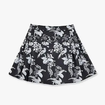 Plusock Plus Size Mandarin Collar Frog Button Top & Floral Print Skirt 2 Piece Summer Sets - Mini Skirt - 6XL - image 2
