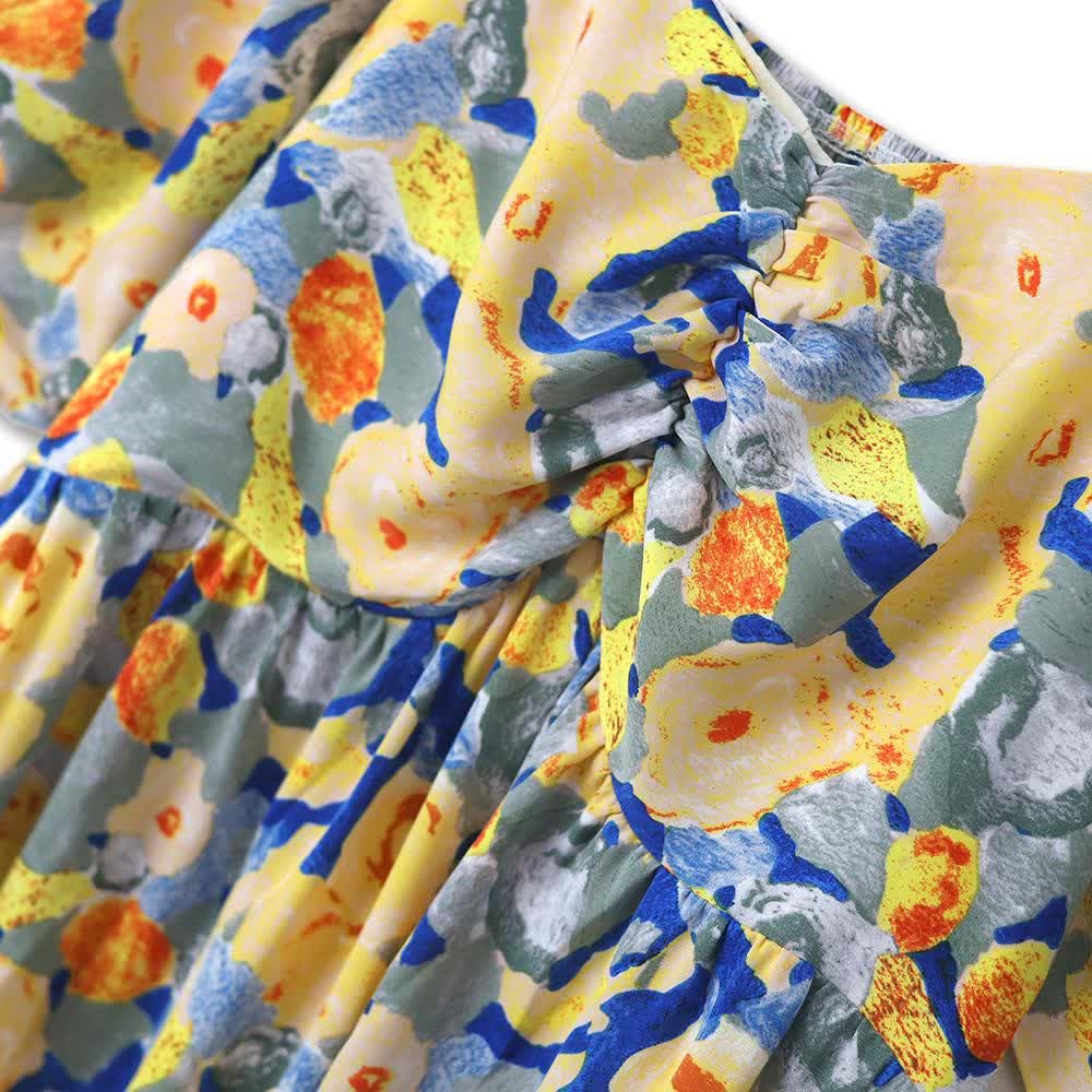 Plusock Plus Size Empire Waist Floral Puff Short Sleeve Lightweight Summer Dress - image 2