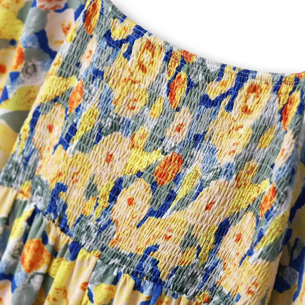 Plusock Plus Size Empire Waist Floral Puff Short Sleeve Lightweight Summer Dress - image 4