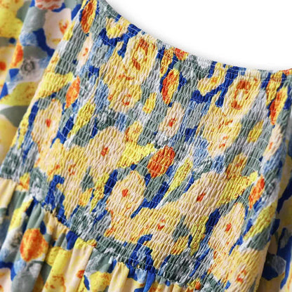 Plusock Plus Size Empire Waist Floral Puff Short Sleeve Lightweight Summer Dress - image 4