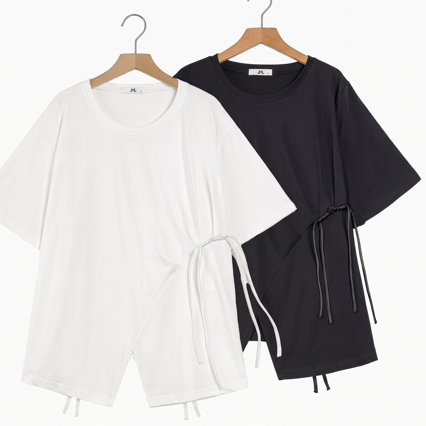 Plusock Plus Size Round Neck Short Sleeve Drawstring Tunic Top - image 0