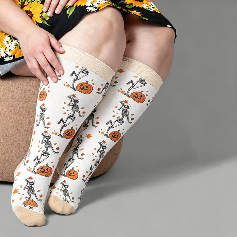 Plusock Plus Size Festive Pet Compression Socks - Apricot - 4XL - image 1