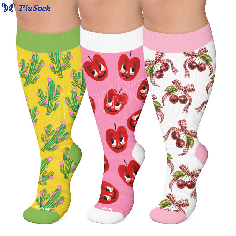 Plusock Plus Size Cactus Pop Compression Socks - image 0