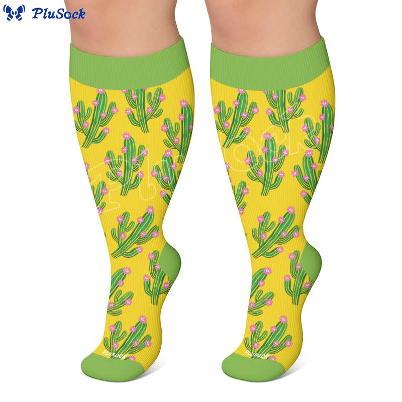 Plusock Plus Size Cactus Pop Compression Socks - image 4