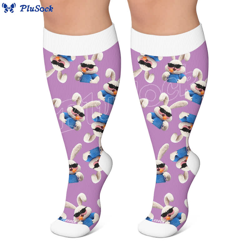 Plusock Plus Size Patchwork Rabbit Compression Socks - image 6
