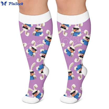 Plusock Plus Size Patchwork Rabbit Compression Socks - image 6