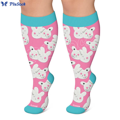 Plusock Plus Size Patchwork Rabbit Compression Socks - image 5