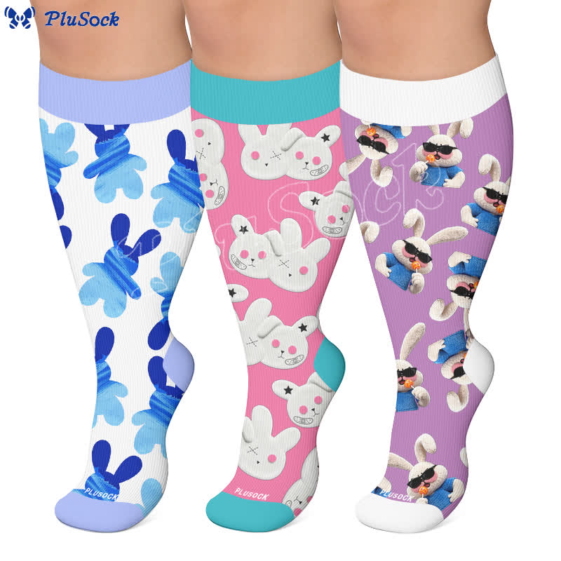 Plusock Plus Size Patchwork Rabbit Compression Socks - image 0